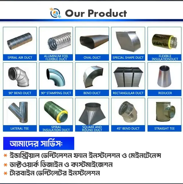 F-Noor-এর ইন্ডাস্ট্রিয়াল ডাক্ট পণ্যের তালিকা